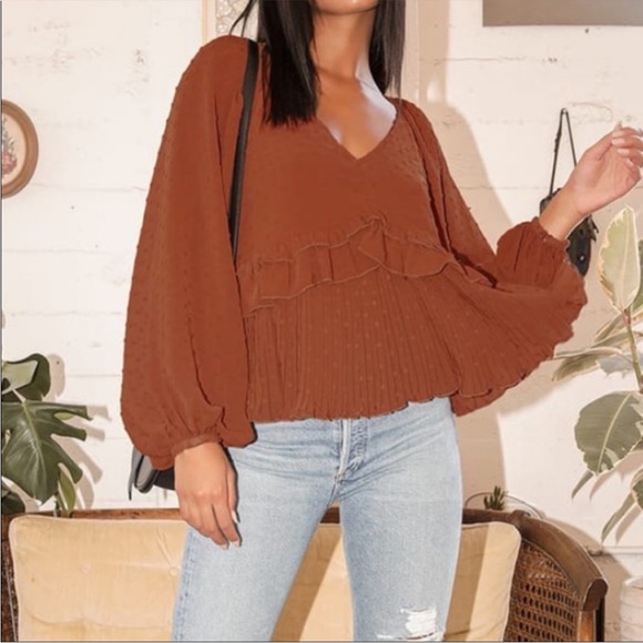 NWT Lulu’s Thrills and Frills Swiss Dot Ruffled Top - Picture 12 of 15